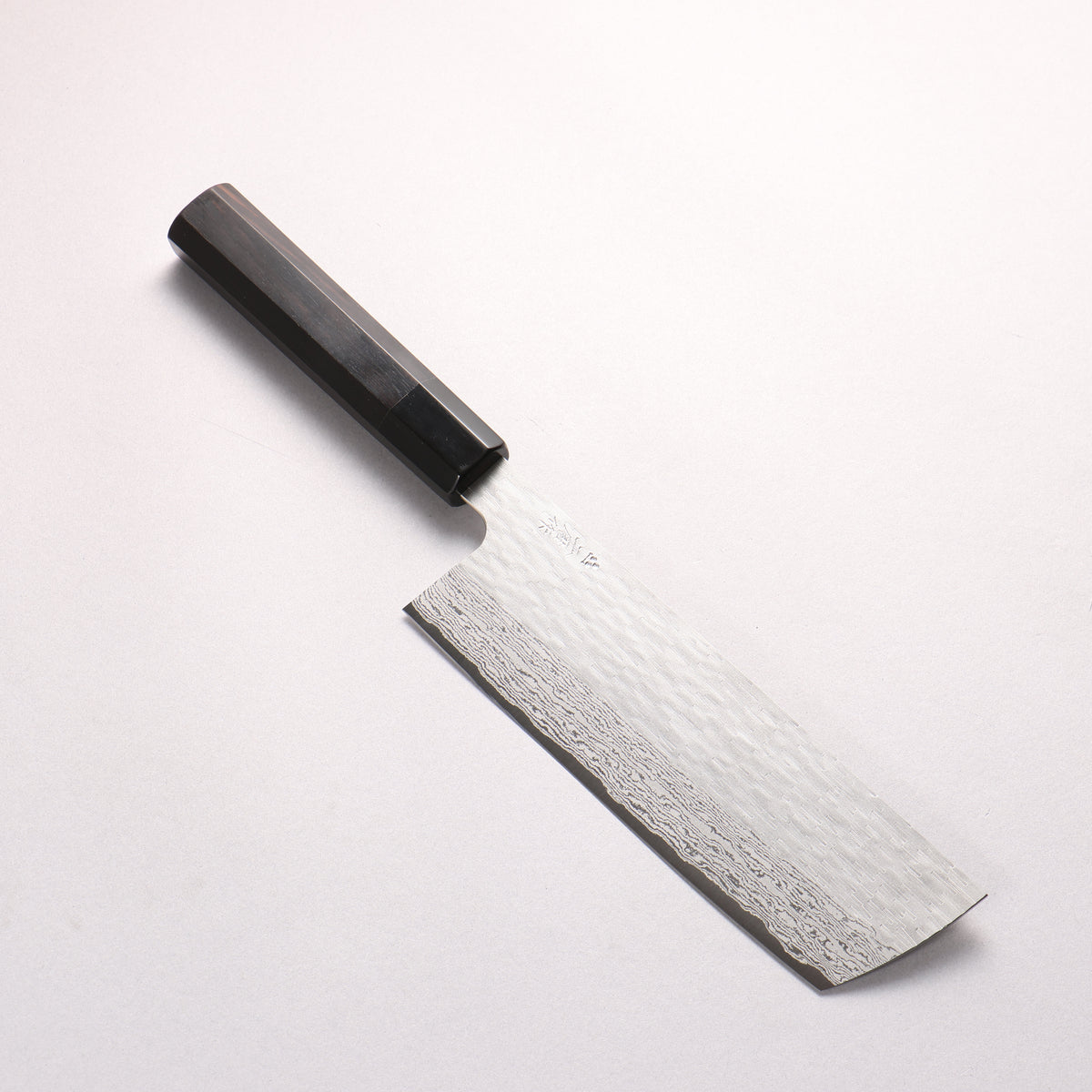 Nigara VG-XEOS Hammered Damascus Nakiri 180mm Ebony Wood (ferrule: Black Water Buffalo Horn) Handle