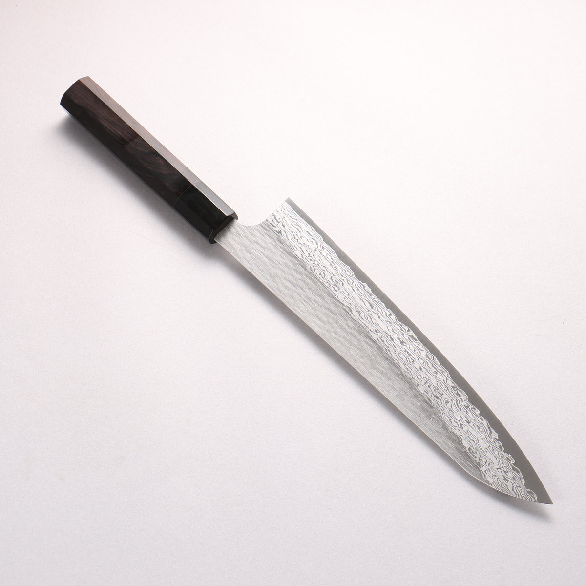 Nigara VG-XEOS Hammered Damascus Gyuto 255mm Ebony Wood (ferrule: Black Water Buffalo Horn) Handle