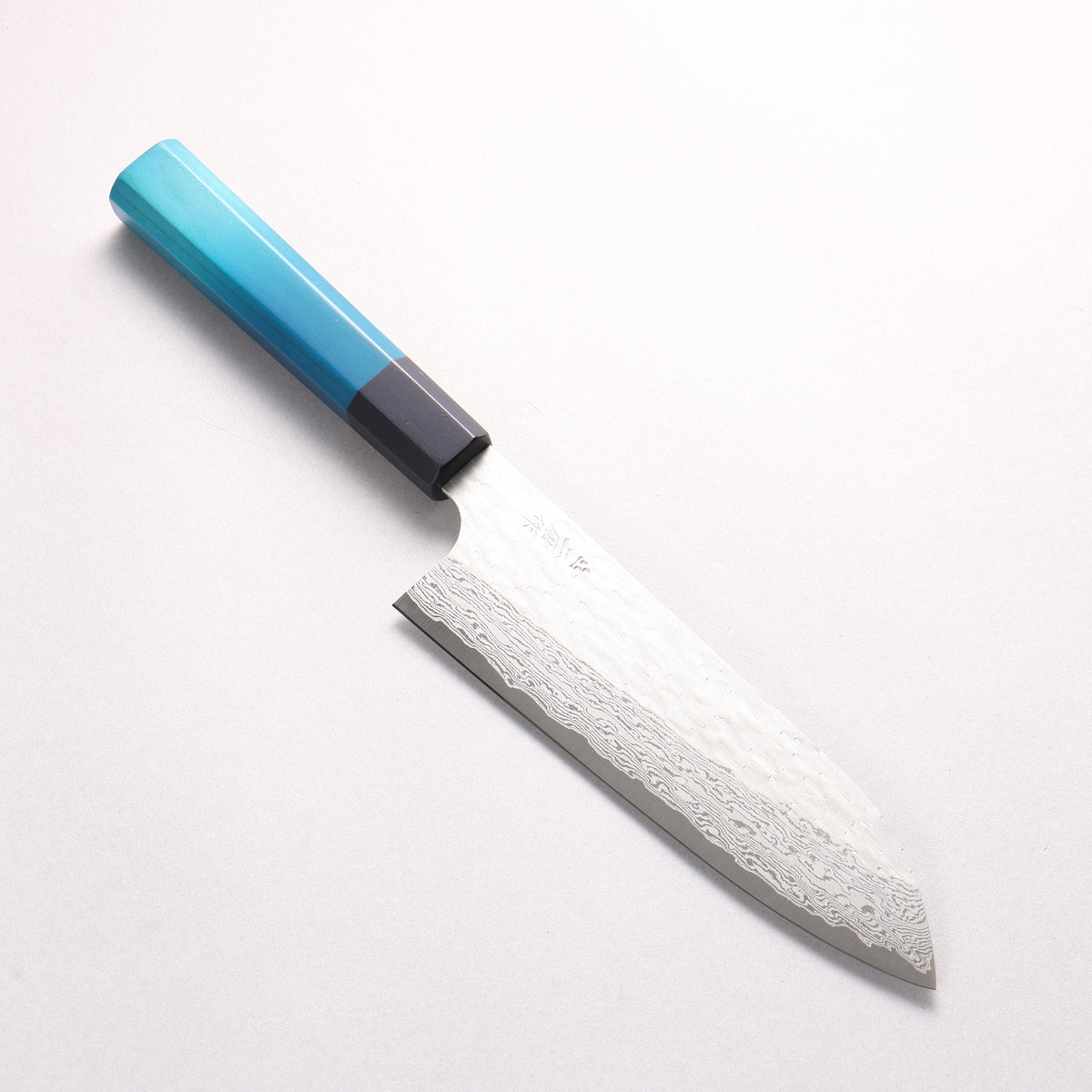 Nigara VG-XEOS Hammered Damascus Santoku 180mm Indigo dyed Handle