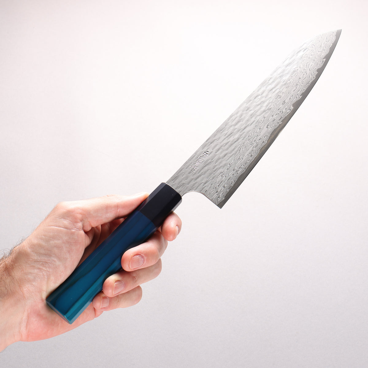 Nigara VG-XEOS Hammered Damascus Gyuto 225mm Indigo dyed Handle