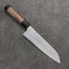 Seisuke Silver Steel No.3 Hammered Santoku  180mm Walnut(With Double Black Pakka wood) Handle - Japanny - Best Japanese Knife