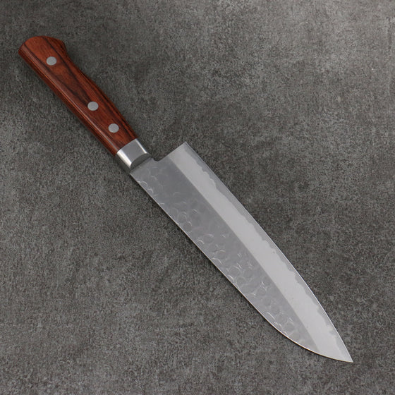 Seisuke VG10 Hammered Ribbed Santoku  180mm Mahogany Handle - Japanny - Best Japanese Knife