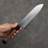 Seisuke Silver Steel No.3 Hammered Santoku  180mm Walnut(With Double Black Pakka wood) Handle - Japanny - Best Japanese Knife