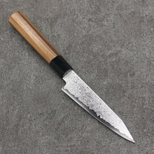  Seisuke VG10 Damascus Kiritsuke Petty-Utility  120mm Teak (ferrule: Black Plastic) Handle - Japanny - Best Japanese Knife