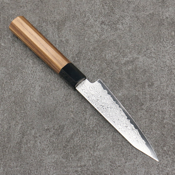 Seisuke VG10 Damascus Kiritsuke Petty-Utility  120mm Teak (ferrule: Black Plastic) Handle - Japanny - Best Japanese Knife