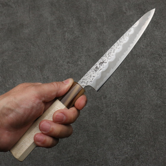 Seisuke Kumo White Steel No.1 Hammered Petty-Utility  135mm Magnolia Handle - Japanny - Best Japanese Knife