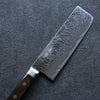 Seisuke Nami AUS10 Mirrored Finish Damascus Nakiri 165mm Brown Pakka wood Handle - Japanny - Best Japanese Knife