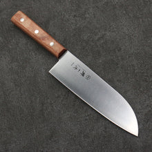  Sakai Ichiji 808 steel Clamshell Shaped Profile Santoku  180mm Light Brown Pakka wood Handle - Japanny - Best Japanese Knife