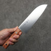 Sakai Ichiji 808 steel Clamshell Shaped Profile Santoku  180mm Light Brown Pakka wood Handle - Japanny - Best Japanese Knife