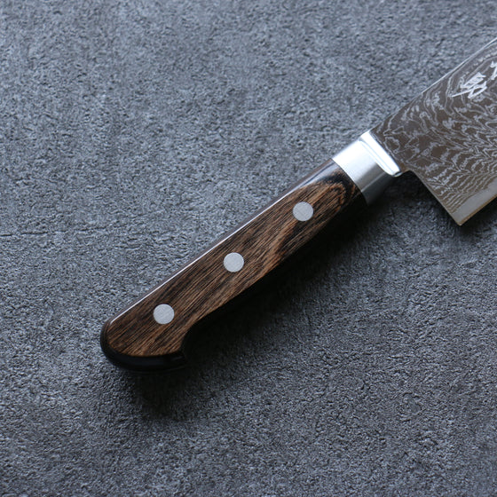 Seisuke Nami AUS10 Mirrored Finish Damascus Gyuto 210mm Brown Pakka wood Handle - Japanny - Best Japanese Knife