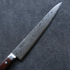 Seisuke Mokusei ZA-18 Mirrored Finish Damascus Sujihiki 240mm Brown Pakka wood Handle - Japanny - Best Japanese Knife