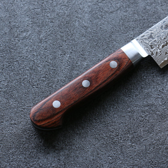 Seisuke Mokusei ZA-18 Mirrored Finish Damascus Sujihiki 240mm Brown Pakka wood Handle - Japanny - Best Japanese Knife