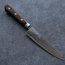  Seisuke Nami AUS10 Mirrored Finish Damascus Petty-Utility 135mm Brown Pakka wood Handle - Japanny - Best Japanese Knife