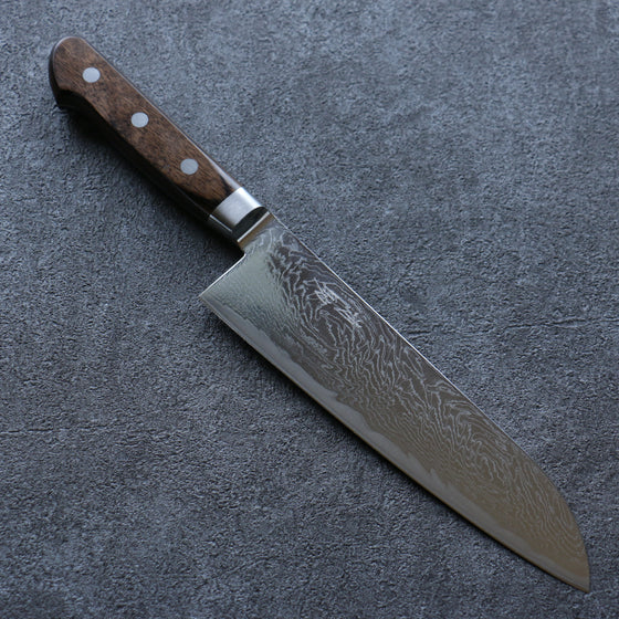 Seisuke Nami AUS10 Mirrored Finish Damascus Santoku 180mm Brown Pakka wood Handle - Japanny - Best Japanese Knife