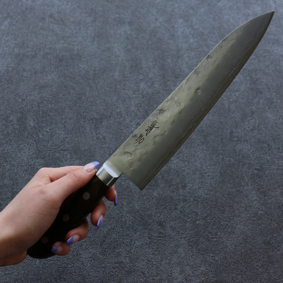 Seisuke Silver Steel No.3 Nashiji Gyuto 210mm Brown Pakka wood Handle - Japanny - Best Japanese Knife