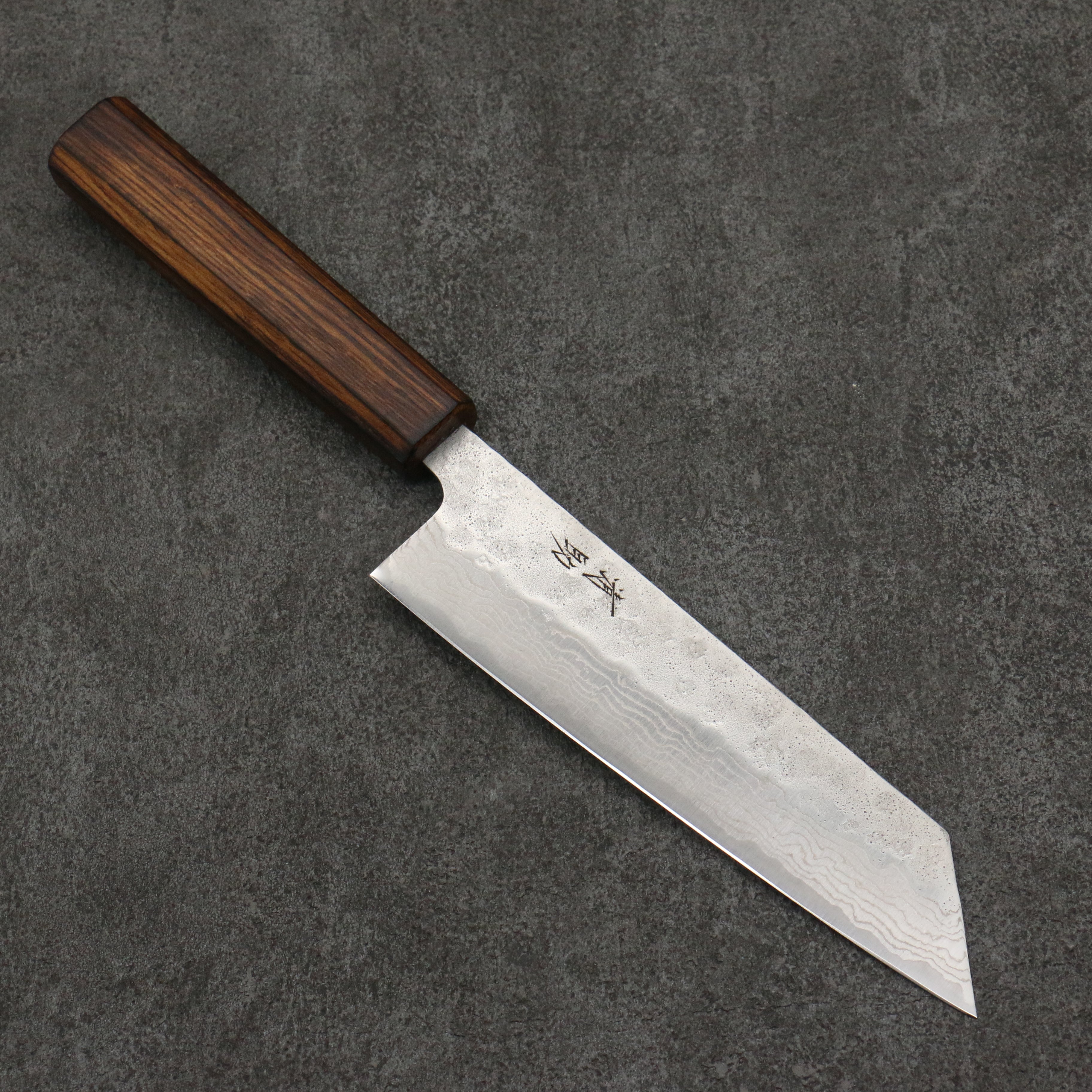 Seisuke Stainless Steel 440C Hammered Damascus Bunka  170mm Oak Handle - Japanny - Best Japanese Knife