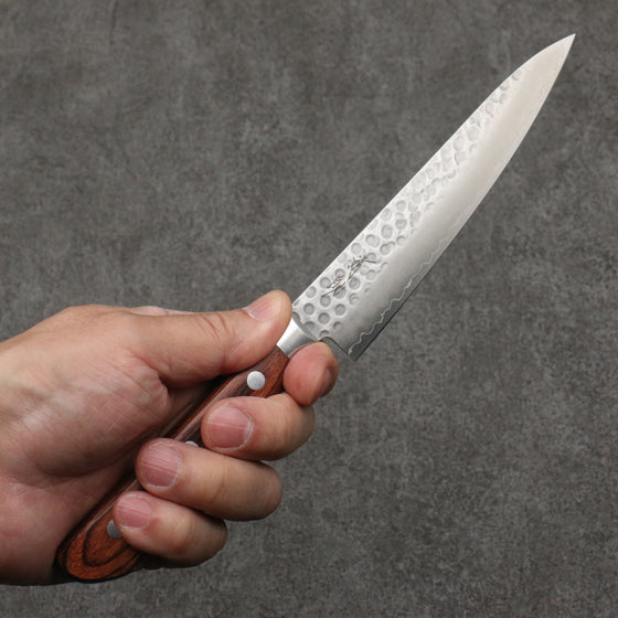 Seisuke Swedish Steel-stn Hammered Petty-Utility  135mm Mahogany Handle - Japanny - Best Japanese Knife