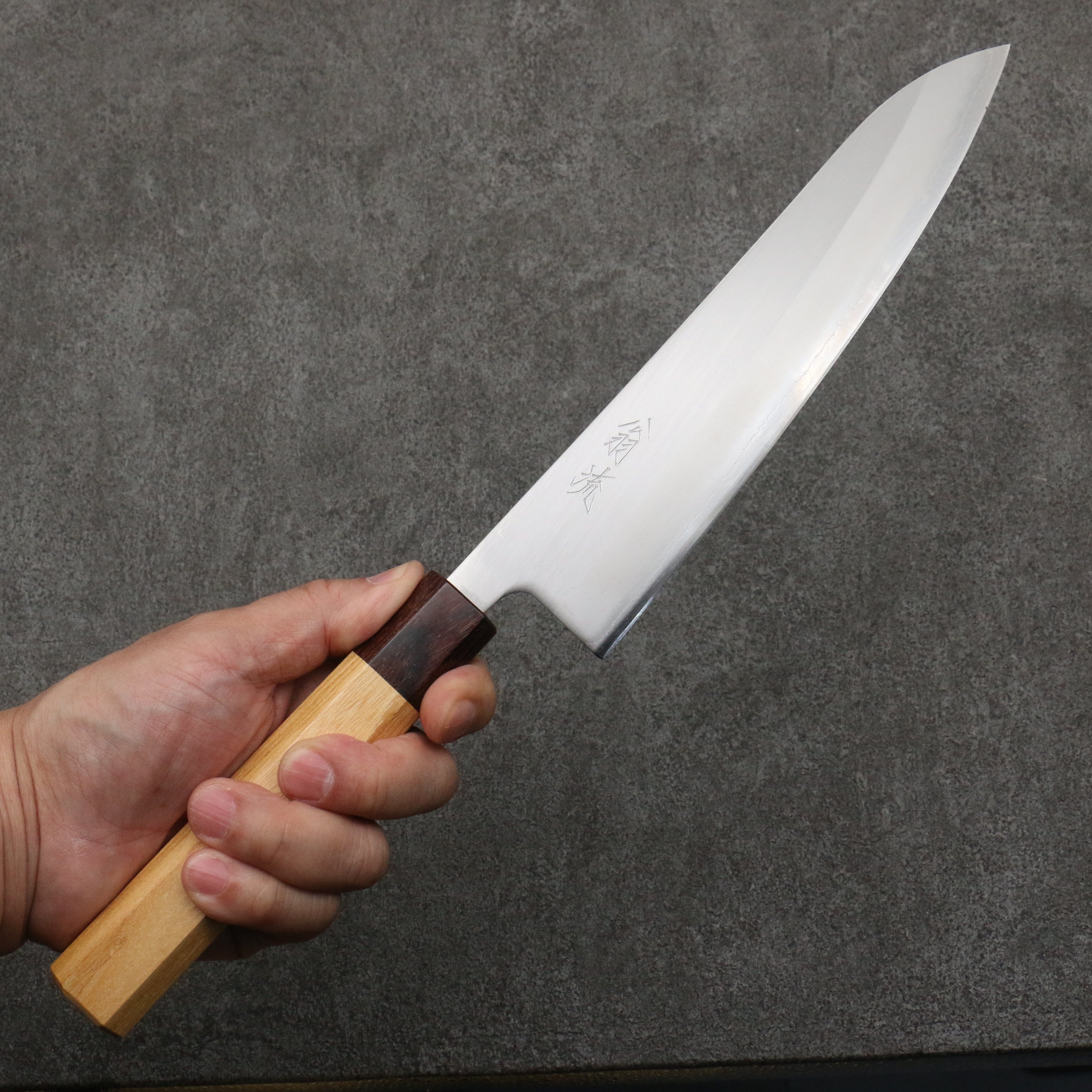 Oul White Steel No.1 Gyuto  210mm Keyaki (Japanese Elm) Handle - Japanny - Best Japanese Knife