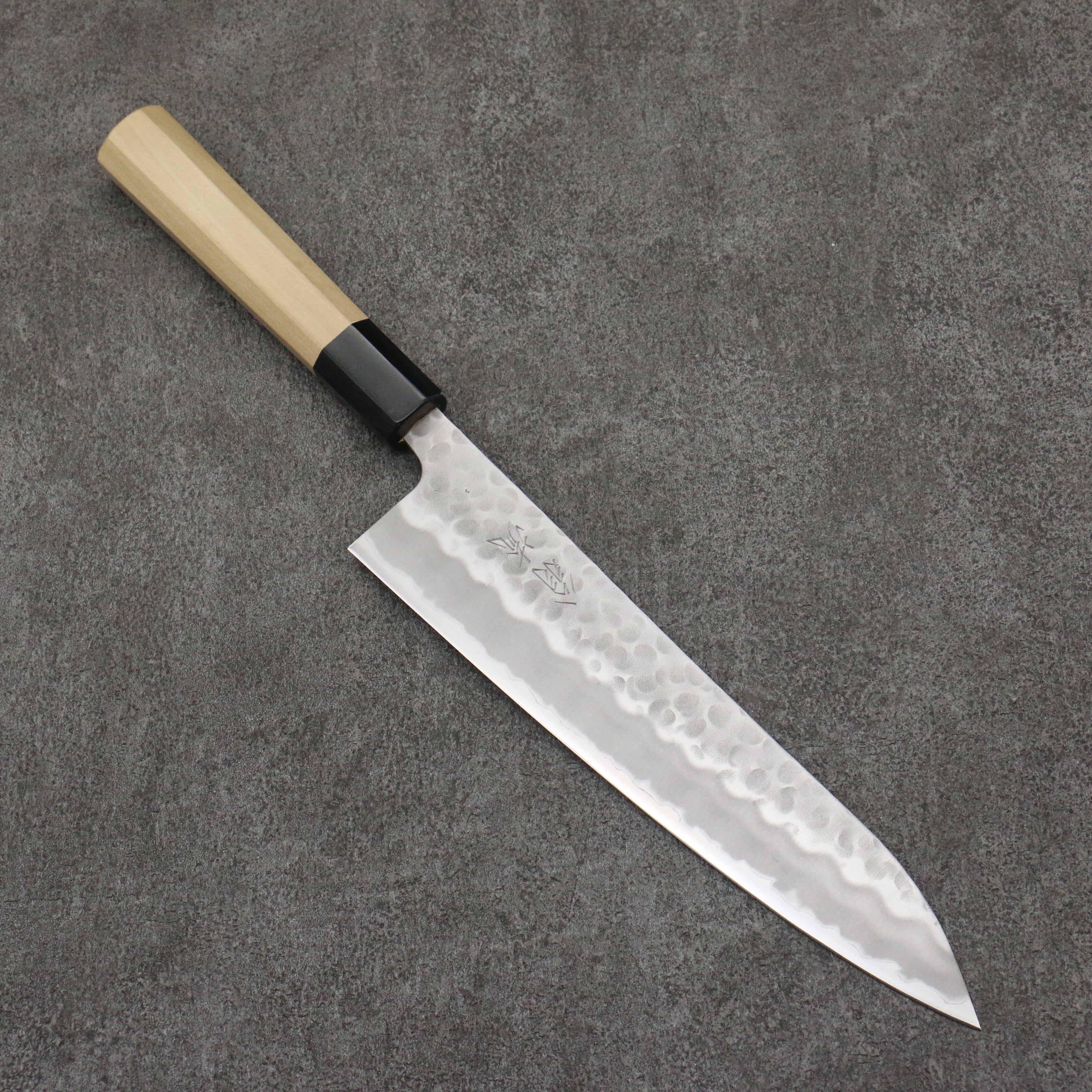Oul White Steel No.2 Hammered Gyuto  210mm Magnolia Handle - Japanny - Best Japanese Knife