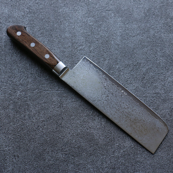 Seisuke VG10 33 Layer Damascus Nakiri 165mm Brown Pakka wood Handle - Japanny - Best Japanese Knife