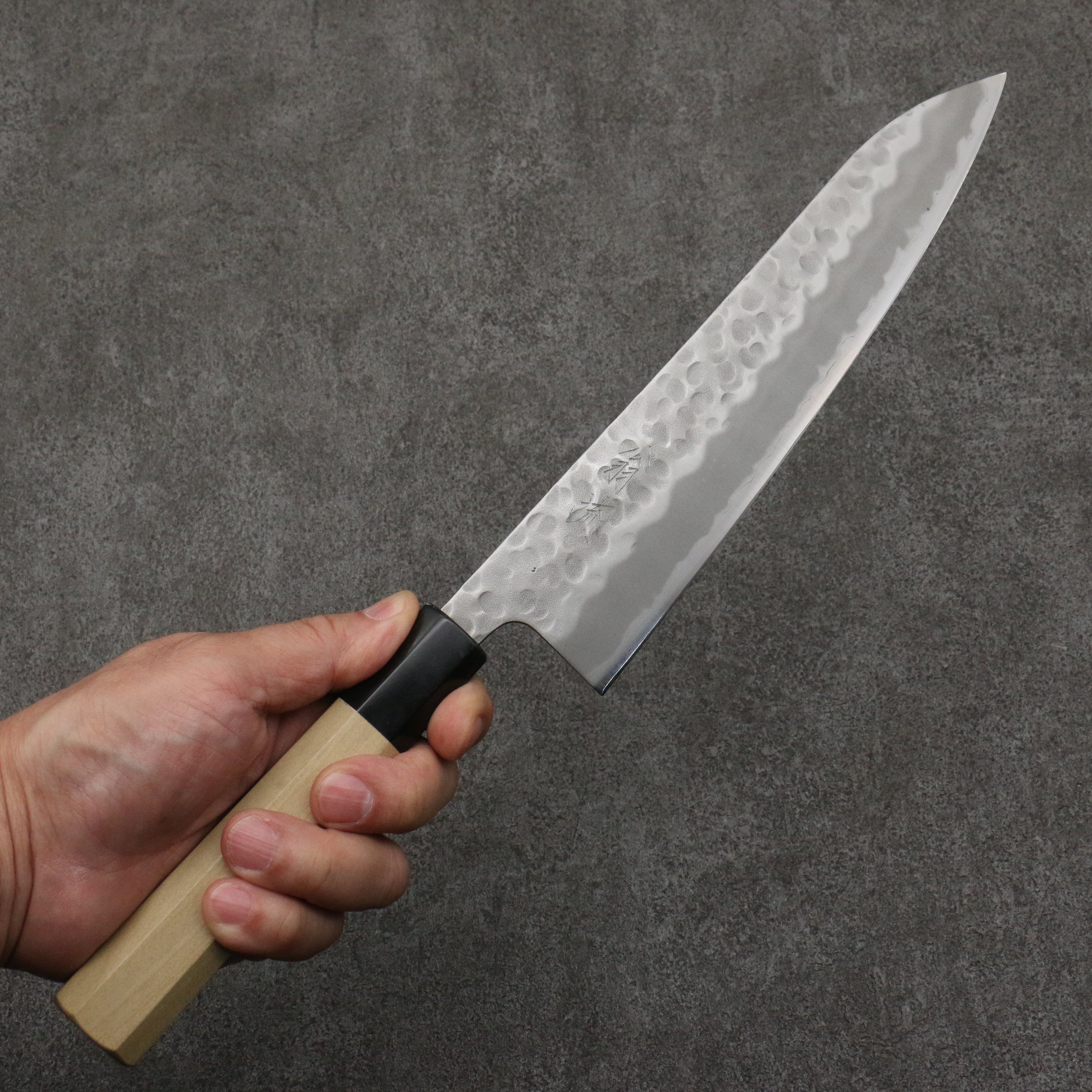 Oul White Steel No.2 Hammered Gyuto  210mm Magnolia Handle - Japanny - Best Japanese Knife