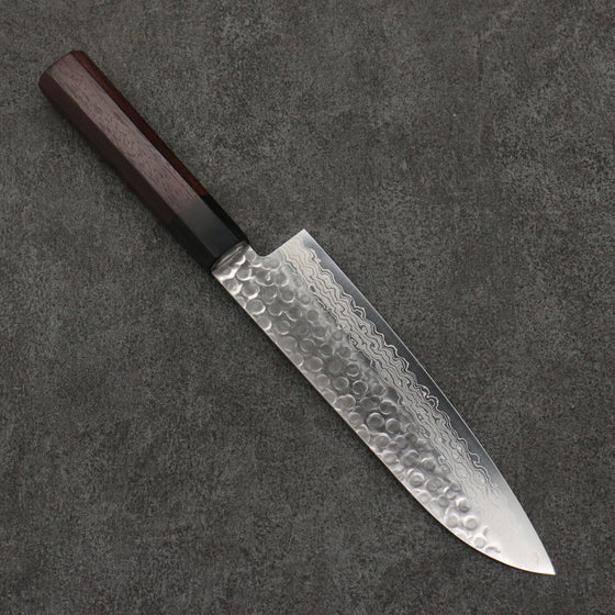 Oul VG10 Hammered Damascus Santoku  180mm Rosewood Handle - Japanny - Best Japanese Knife