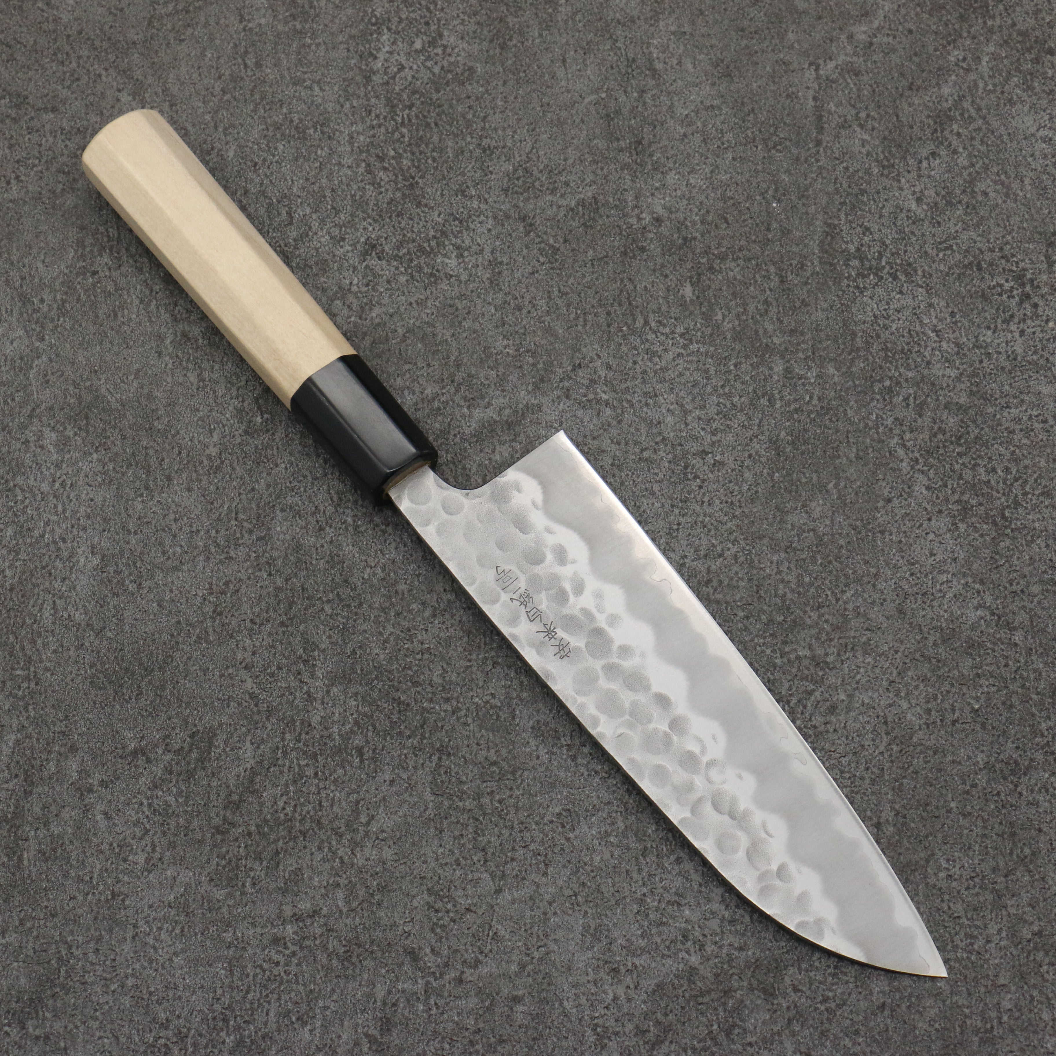 Oul White Steel No.2 Hammered Santoku  165mm Magnolia Handle - Japanny - Best Japanese Knife