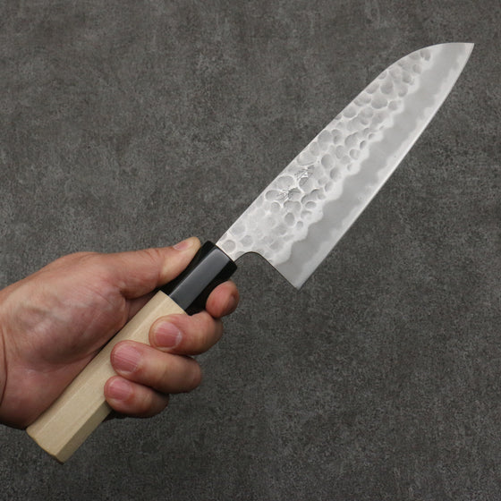 Oul White Steel No.2 Hammered Santoku  165mm Magnolia Handle - Japanny - Best Japanese Knife