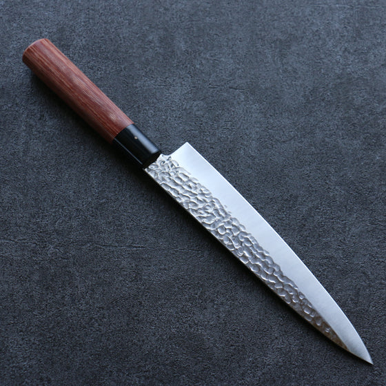 Kanetsune DSR-1K6 Hammered Gyuto 210mm Red Pakka wood Handle - Japanny - Best Japanese Knife