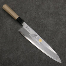  Sakai Takayuki Gold Filled Engraving by Kubota Fuji and Sunset Blue Steel No.2 Gyuto  270mm Magnolia  (Ferrule: Water Buffalo Horn) Handle - Japanny - Best Japanese Knife