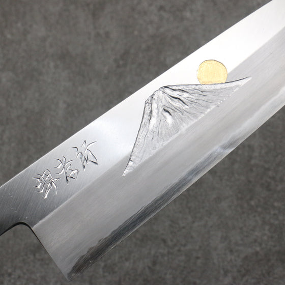 Sakai Takayuki Gold Filled Engraving by Kubota Fuji and Sunset Blue Steel No.2 Gyuto  270mm Magnolia  (Ferrule: Water Buffalo Horn) Handle - Japanny - Best Japanese Knife