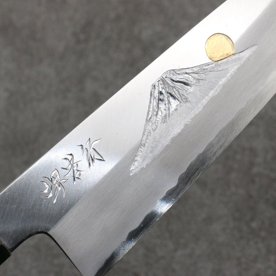 Sakai Takayuki Gold Filled Engraving by Kubota Fuji and Sunset Blue Steel No.2 Gyuto  210mm Magnolia  (Ferrule: Water Buffalo Horn) Handle - Japanny - Best Japanese Knife