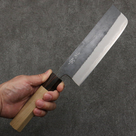 Seisuke Blue Steel No.2 Black Finished Nakiri  165mm Magnolia (Ferrule: Ebony) Handle - Japanny - Best Japanese Knife