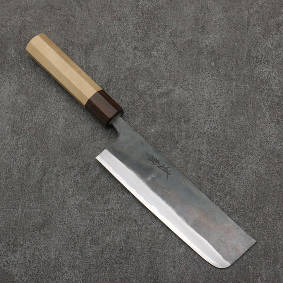 Seisuke Blue Steel No.1 Black Finished Nakiri  165mm Magnolia (Ferrule: Ebony) Handle - Japanny - Best Japanese Knife