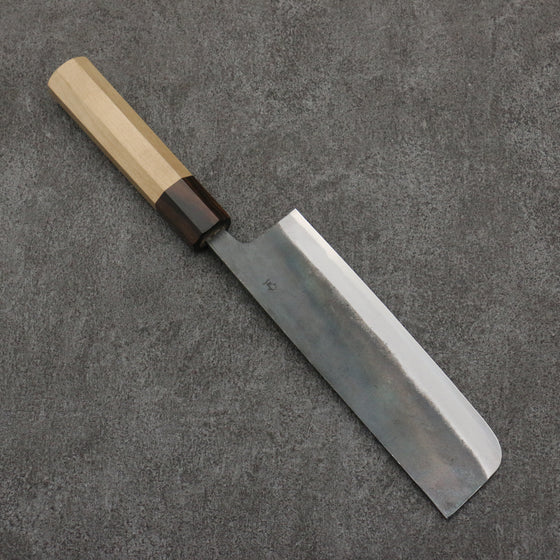 Seisuke Blue Steel No.1 Black Finished Nakiri  165mm Magnolia (Ferrule: Ebony) Handle - Japanny - Best Japanese Knife