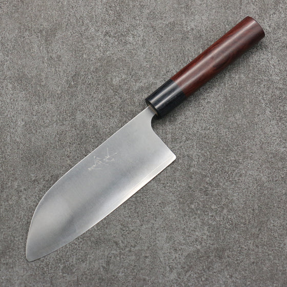 Shungo Ogata Round Tip SG2 Migaki Finished Small Santoku  150mm Rosewood (Ferrule: Black Pakka Wood) Handle - Japanny - Best Japanese Knife