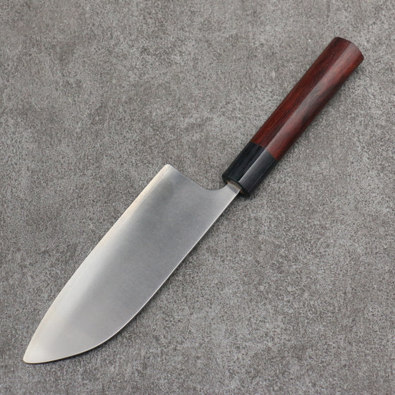 Shungo Ogata Round Tip SG2 Migaki Finished Small Santoku  150mm Rosewood (Ferrule: Black Pakka Wood) Handle - Japanny - Best Japanese Knife