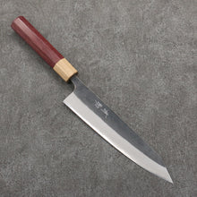  Seisuke Blue Steel No.2 Black Finished Kiritsuke Gyuto  210mm Purpleheart (Ferrule: Oak) Handle - Japanny - Best Japanese Knife