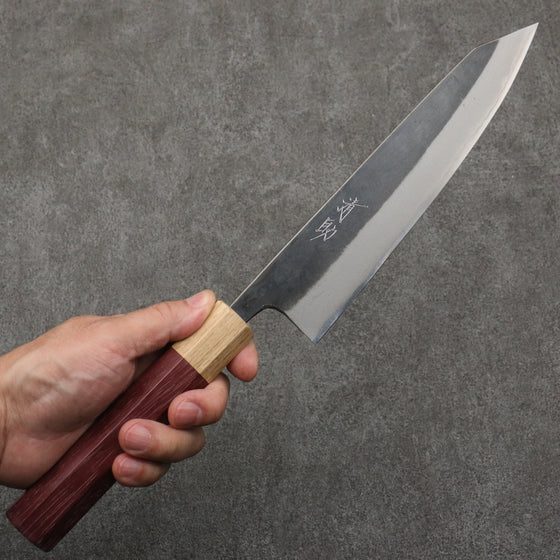 Seisuke Blue Steel No.2 Black Finished Kiritsuke Gyuto  210mm Purpleheart (Ferrule: Oak) Handle - Japanny - Best Japanese Knife