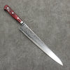 Seisuke AUS10 Damascus Sujihiki  240mm Red Pakka wood Handle - Japanny - Best Japanese Knife