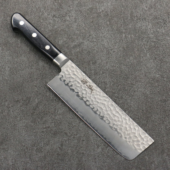 Seisuke AUS8 Hammered Nakiri  165mm Black Pakka wood Handle - Japanny - Best Japanese Knife