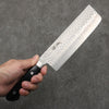 Seisuke AUS8 Hammered Nakiri  165mm Black Pakka wood Handle - Japanny - Best Japanese Knife