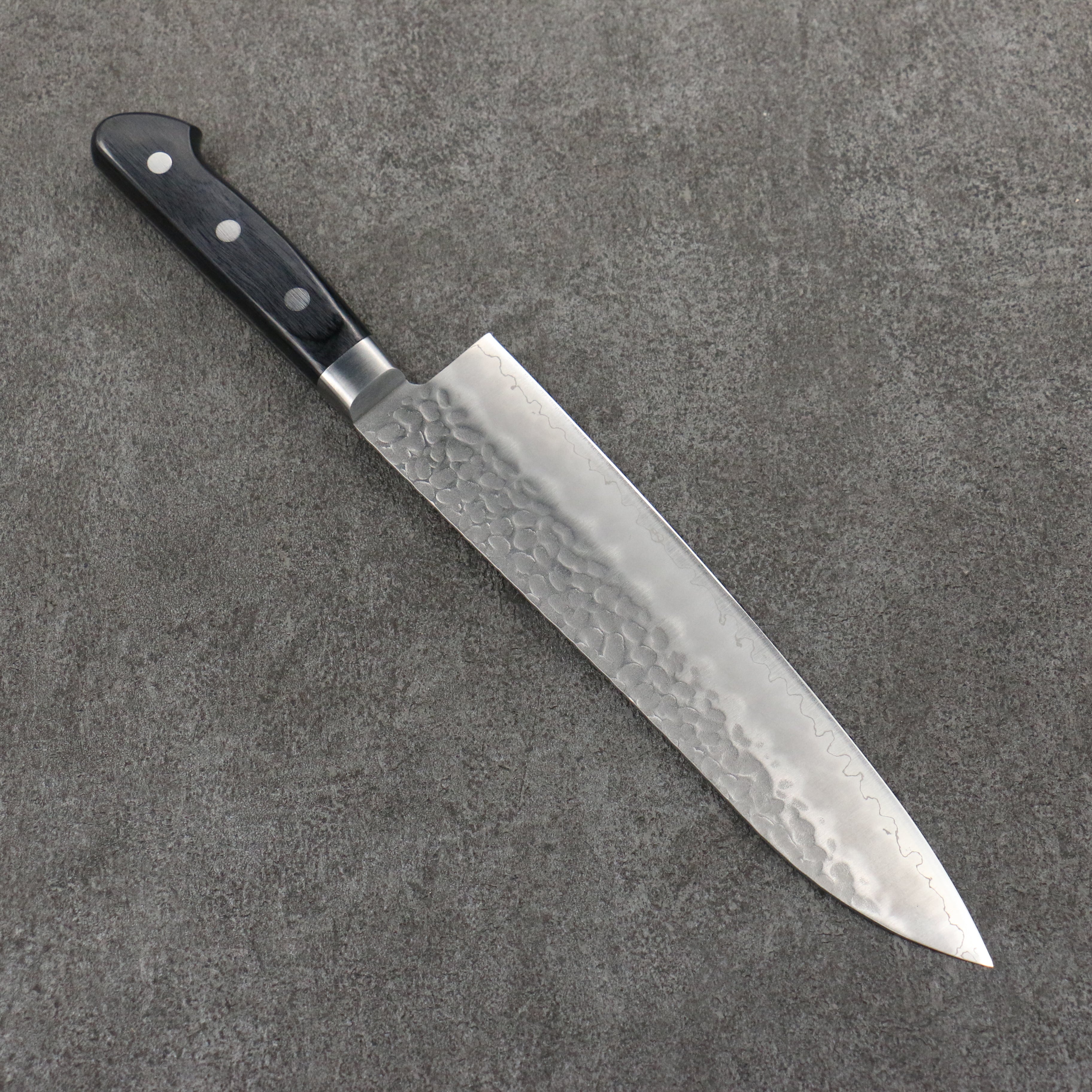 Seisuke AUS8 Hammered Gyuto  210mm Black Pakka wood Handle - Japanny - Best Japanese Knife