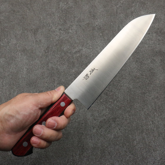 Seisuke SLD Migaki Polish Finish Santoku  180mm Red Pakka wood Handle - Japanny - Best Japanese Knife