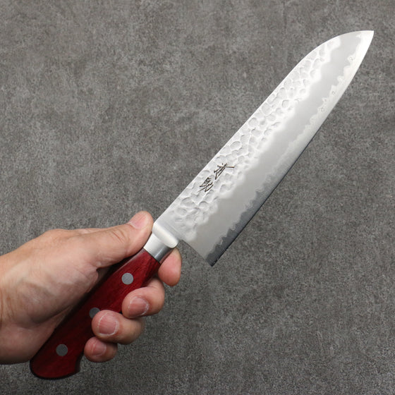 Seisuke Blue Super Hammered Gyuto  180mm Red Pakka wood Handle - Japanny - Best Japanese Knife