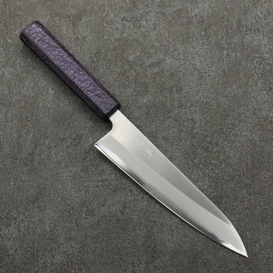 Seisuke White Steel No.1 Migaki Polish Finish Gyuto  180mm Oak with Purple Lacquer Handle - Japanny - Best Japanese Knife