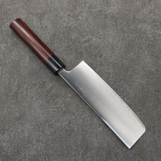 Seisuke Blue Super Nakiri  165mm Rosewood (Ferrule: Black Pakka Wood) Handle - Japanny - Best Japanese Knife