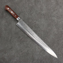  Seisuke Swedish Steel-stn Hammered Sujihiki  270mm Mahogany Handle - Japanny - Best Japanese Knife