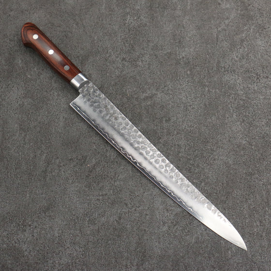 Seisuke Swedish Steel-stn Hammered Sujihiki  270mm Mahogany Handle - Japanny - Best Japanese Knife