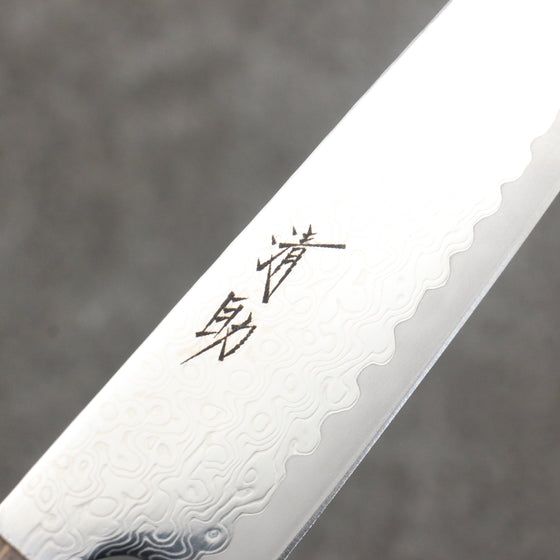 Seisuke VG10 Mirrored Finish Damascus Petty-Utility  135mm Oak Handle - Japanny - Best Japanese Knife